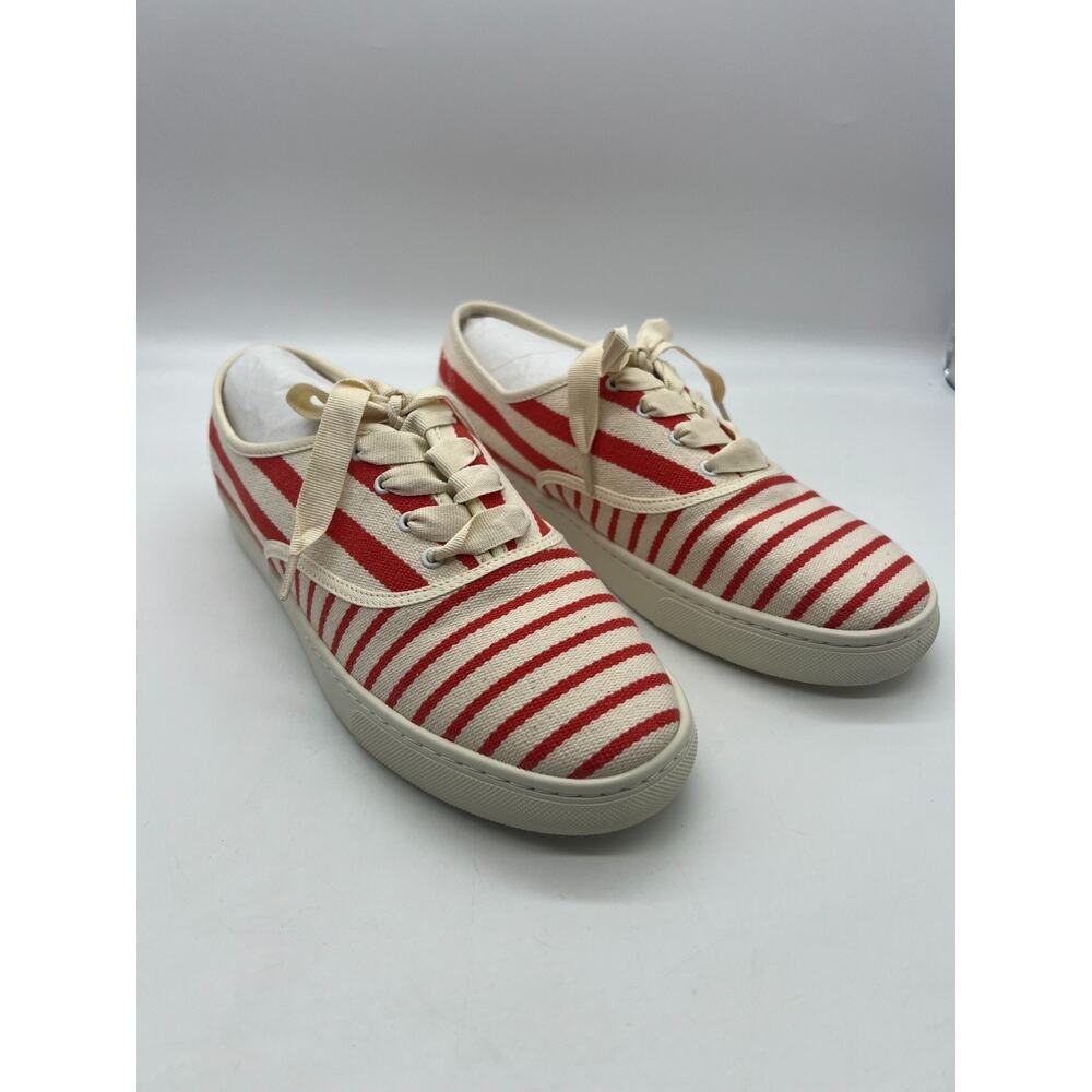 Soludos Marin Stripe Sneakers Coastal Preppy Nautical Red Canvas Womens 11